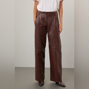 Veda Brown Leather Trouser Pants Size 0
